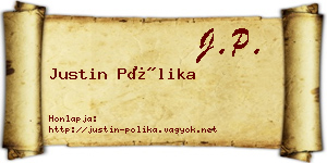Justin Pólika névjegykártya
